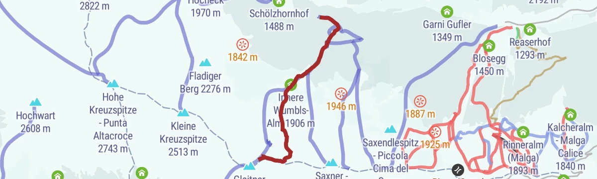 Route map: Tour scialpinistica da Racines alla cima Glaitner Hochjoch (2389 m)